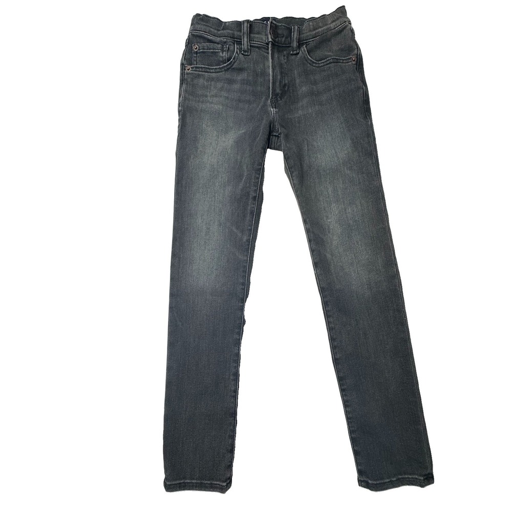 Gap Boys Jeans Size 8 Stretch Skinny Black Gray Adjustable Waist Denim